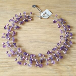 Ketting Amethist met Pareltjes