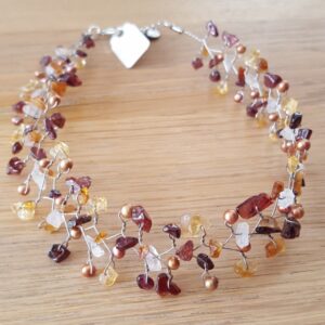 Ketting Granaat-Citriensplit met Pareltjes