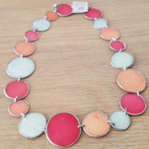 Ketting Parelmoer Rood-Oranje-Grijs/Groen