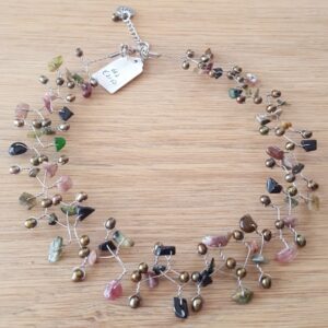 Ketting Toermalijnsplit met Pareltjes